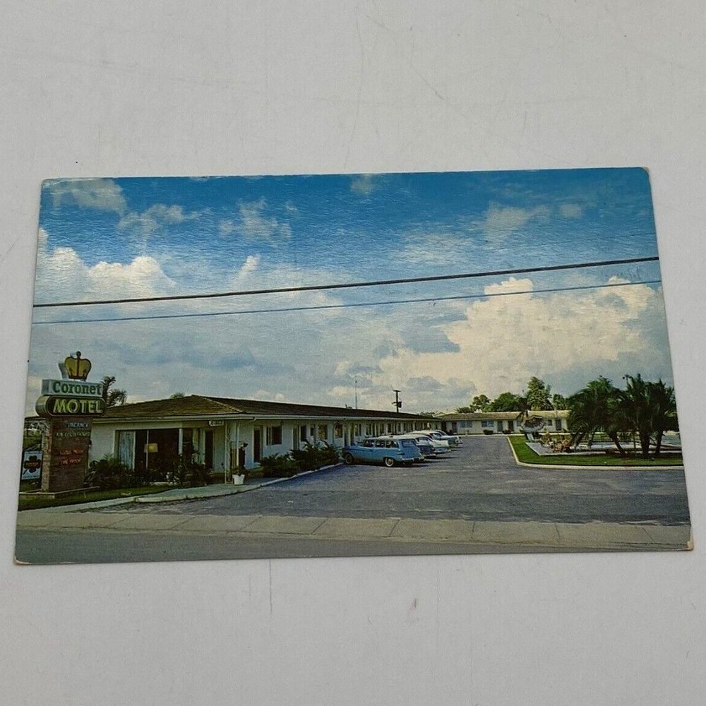 Vintage Coronet Motel Postcard Leesburg Florida FL Unposted 60s US HWY 441 & 27